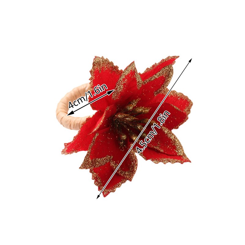 6PCS Napkin Set Red Elegant Christmas Flower Napkin for Birthday