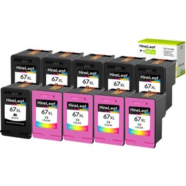 NineLeaf Remanufactured High Yield Ink Cartridges Replacement for HP 67XL 67 XL Compatible with Envy 6055 6075 Envy Pro 6458 6475 DeskJet 1255 2725 DeskJet Plus 4140 4152(6 Black,4 Tri-Color)