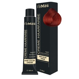 FemMas Hair Colour, Professional Cream Hair Colour with Argan Oil, Keratin & Ceramides, as Permanent Hair Colouring or Tint for Radiant, Durable Colour Results, Pure & Mix Copper, 100 ml