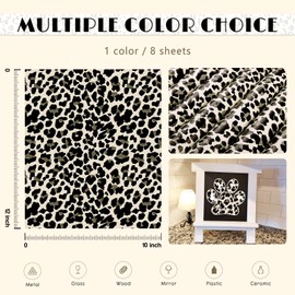 Tintnut Leopard Permanent Vinyl - 8 Sheets 12"x10", Brown Cheetah Permanent Adhesive Vinyl Sheets, Animal Pattern Self Sticker Water proofing Vinyl Compatible with Cricut Or Silhouette