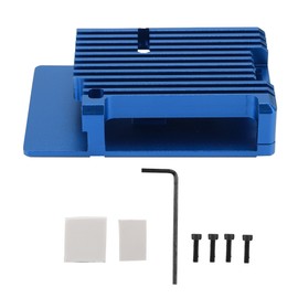 CNC Aluminum Alloy Housing with External Slot Built In Hot Column Enclosure for Raspberry Pi 4(Blue )