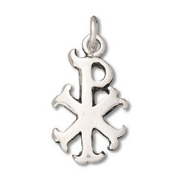 Auntie's Treasures Sterling Silver 16" Mens Unisex 1.5mm Box Chain Labarum Chi Rho Christ Authority Symbol Pendant Necklace