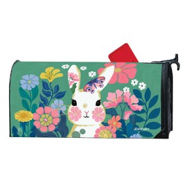 Studio M The Original Magnetic Mailbox Cover, MailWrap Fits Standard Size 6.5 x 19 Inch Mailbox, Weather Resistant Vinyl, Flora Bunny