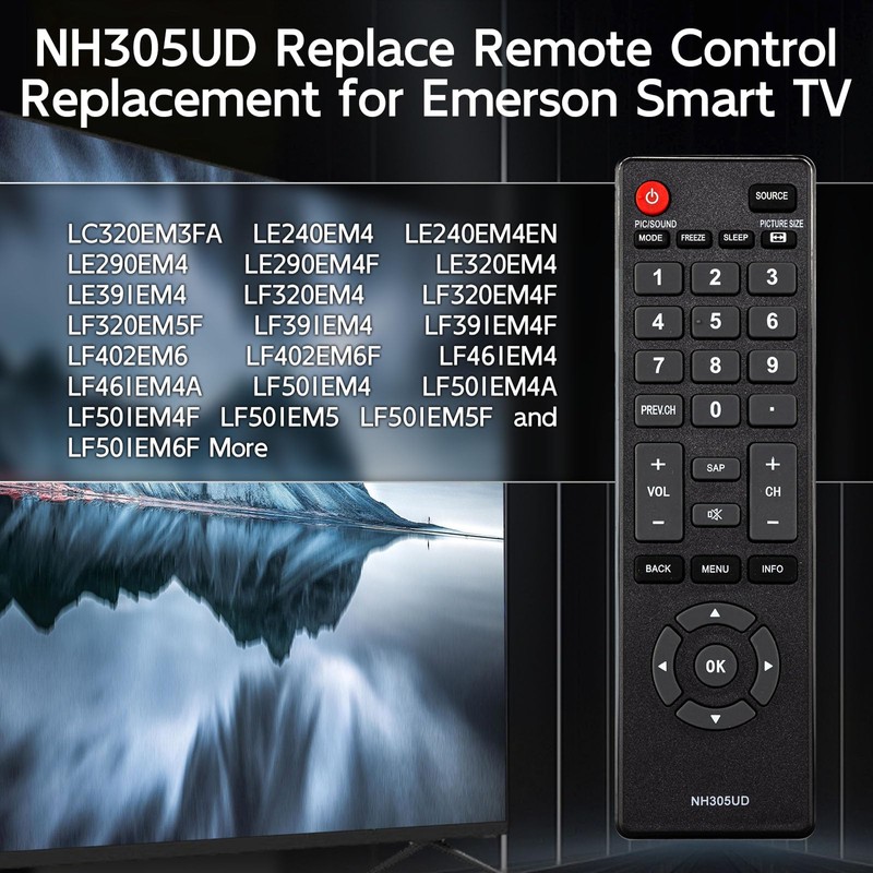 NH305UD Remote Control Replacement for Emerson TV Remote, Universal Remote