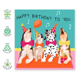 CENTRAL 23 Birthday Card Wife Husband - Singing Dogs - Birthday Card Mum Dad - Birthday Gift Girlfriend Boyfriend - Women Men Birthday Card - Son Daughter- Comes With Stickers