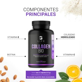 Biotina, Colágeno Y Vitamina E 200 Cápsulas B Life.