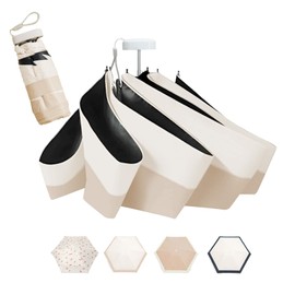 (2025 Folding Umbrella x Carabiner Pouch with Carabiner) Parasol, Sun or Rain, Uses Ultra Lightweight Carbon Fiber, Approx. 5.3 - 5.3 oz (150 - 160 g), 99.9% Total Light Blocking, Folding Umbrella