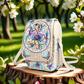 Goodhan Flower Embroidered Crossbody Bag Phone Purse Small Handbag Coin Pouch, Bigger Version