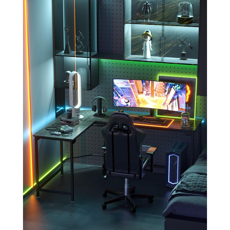 Teraves Modern L Shaped Gaming Desk 66'' Corner Computer Desk
