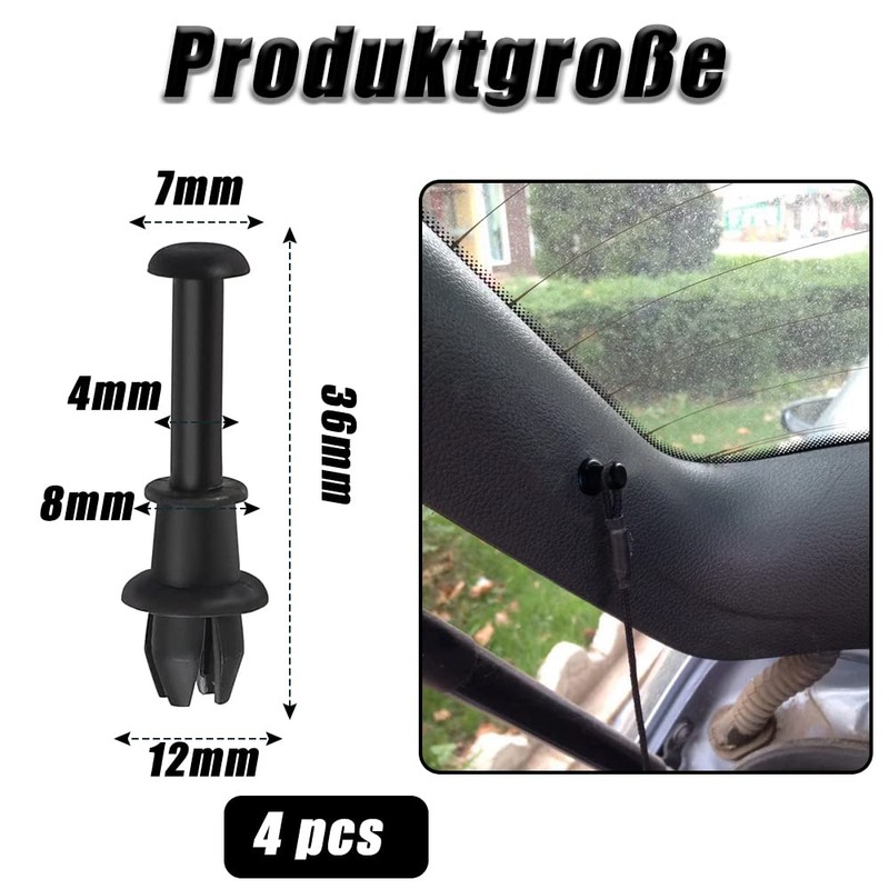 Pack of 4 Parcel Shelf Clips, Parcel Shelf Retaining Strap,