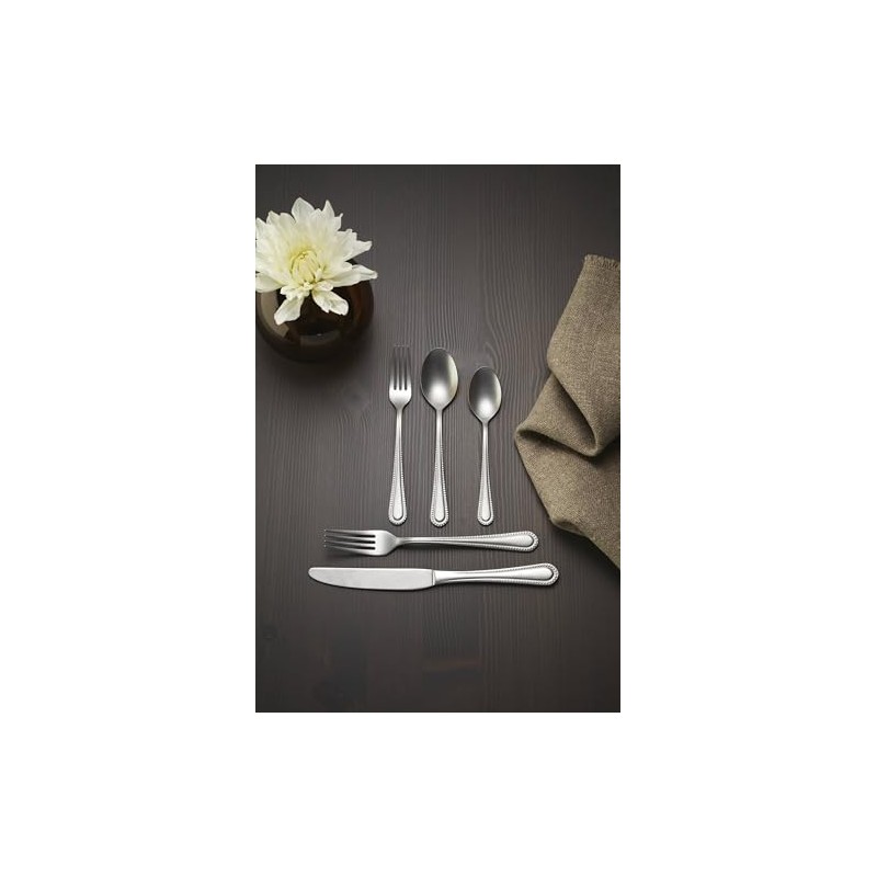 Oneida Hartwell Vintage Tumbled Piece Flatware Set, 42 Count, Metallic