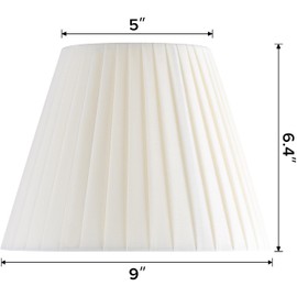 GO&SO 2 Pack Small Lampshades Beige&White Merge-Multicolor Fabric,5" Top x 9" Bottom x 6.4" Spider Pleated Empire Mpdern Lamp Shades for Table Lamp Wall Lamps,Replacement Shade,No Assembly Required