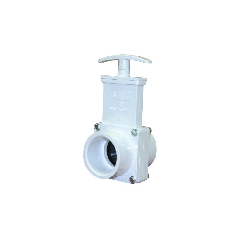 Valterra 6101 PVC Gate Valve, White, 1-1/2" Slip