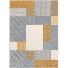 Well Woven Sydney Wilma 7'10" x 10'6" Yellow Grey Geometric Modern Area Rug