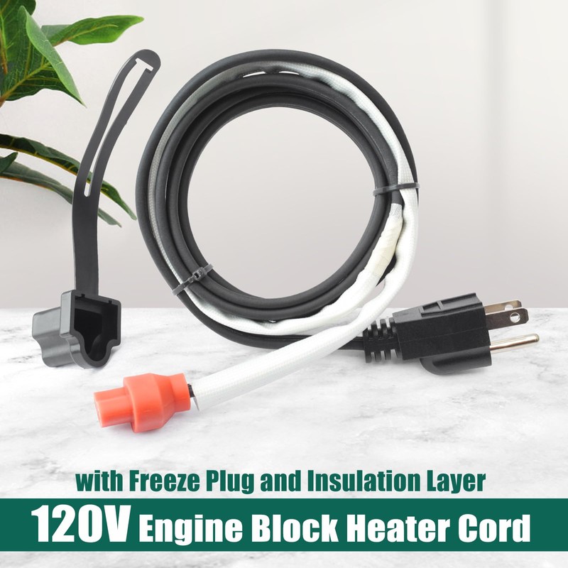 YUXIVCNE 120V Engine Block Heater Cord 6FT 5-15 Plug with