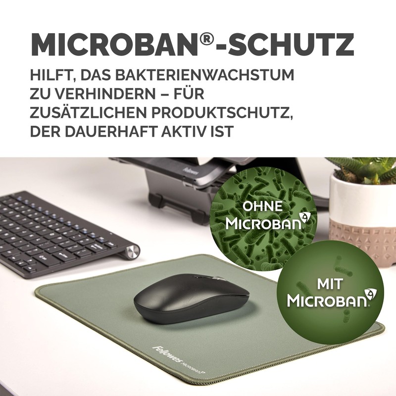 Fellowes Breyta Extra Großes Ergonomisches Mauspad Salbeigrün – rutschfeste Gummibasis,