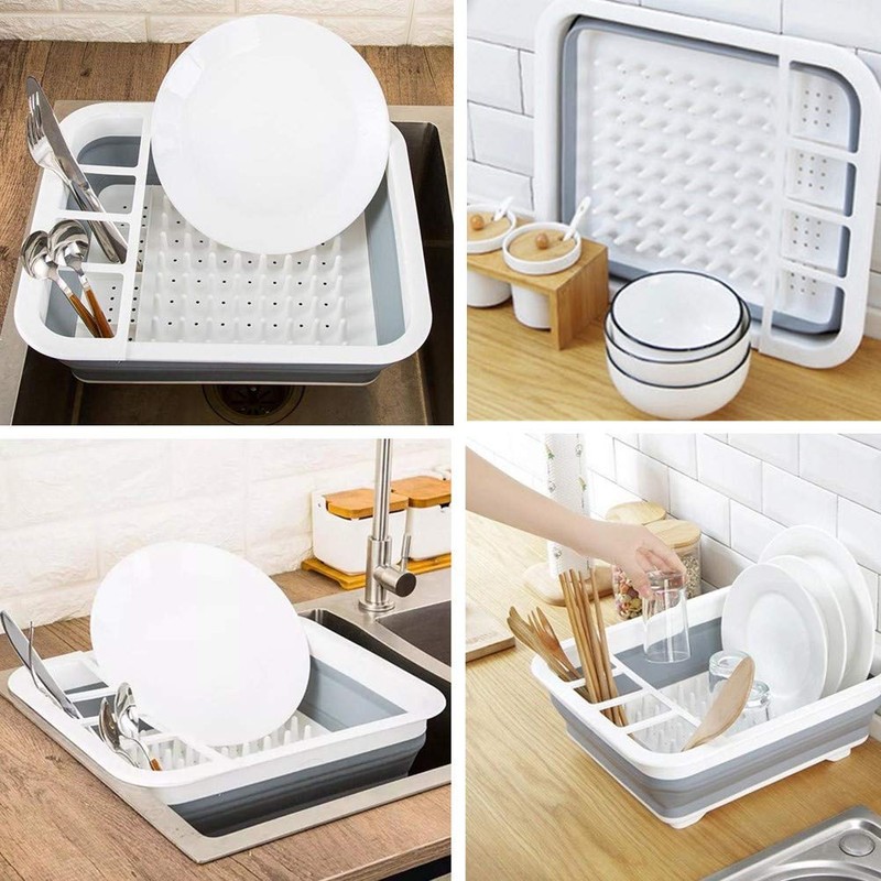 Collapsible Dish Drying Rack Portable Dish Drainer Dinnerware Organizer for