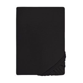 Biberna 77144/001/040 Jersey stretch fitted sheet, black, 90 x 190 cm to 100 x 200 cm
