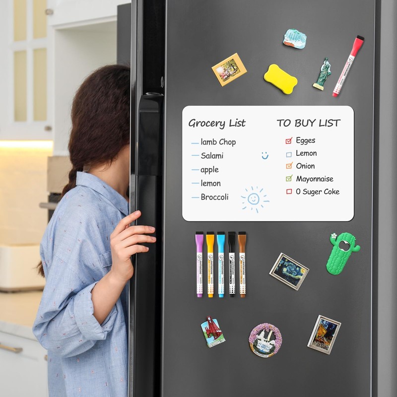 4 PACK Magnetic Dry Erase Board Sheet for Fridge, 12"x8"