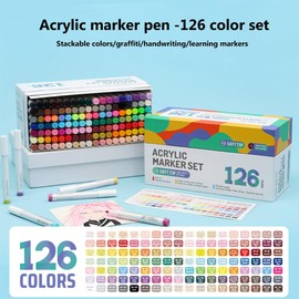 Yolaka 126 Colors Acrylic Paint Markers, Water Based Acrylic Paint Pens Set with Brush Tip for Wood, Glass, Paper, Stone, Egg, Rock Painting and DIY Crafts