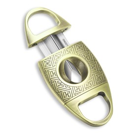 CIGARLOONG Cigar Cutter V-Cut Stainless Steel Blade Portable Pocket Size Scissors Cutter with Gift Box (Gold)