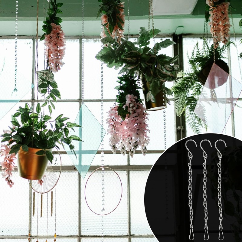 Thyonta 12PCS Metal Hook Chain Adjustable Birdcage Planter Hanging Chain