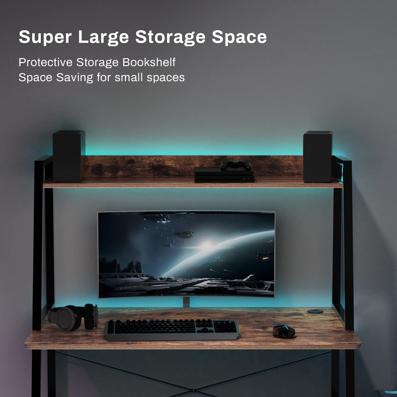 DESIGNA Small Computer Ladder Desk with Storage Shelves, 43 Inch