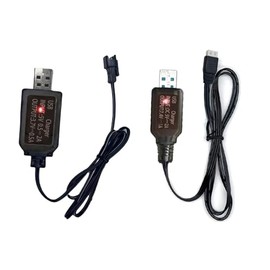 2-in-1 USB 3.7V SM-2P 7.4V XH-3P USB Charger Cables. Suitable for All Kinds of RC Cars, RC Trucks, RC Vehicles, Drones, Boats and Gel Jet Toys.