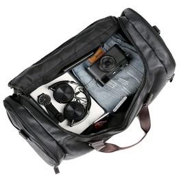 able me Men Leather Travel Weekend Overnight Duffel Bag Gym Sports Luggage Bags Handbag (able me)