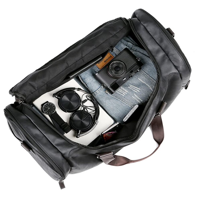able me Men Leather Travel Weekend Overnight Duffel Bag Gym