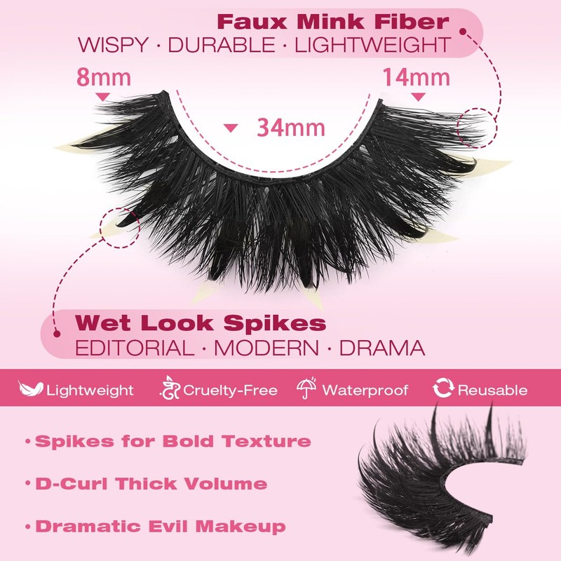 Spiky Lashes Strips 20mm 3D Fluffy False Eyelashes Thick Volume