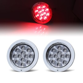 LEDVILLAGE 4 Inch Clear Lens Red LED Round Trailer Brake Stop Tail Lights Bright F3 Piranha for Truck Bus Tow Caravan Van Cabin RV 12V DC w/Chrome Bezel GAC12 (2 Pcs)