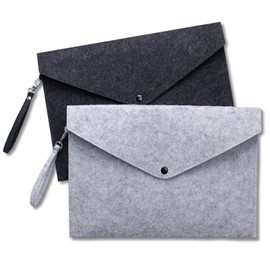 A4 Document Bag - Storage Bag with Press Stud Closure - Ideal for Documents, Office, School, Travel - Felt Document Folder Filing, Teacher Supplies, Organiser (Dark Grey & Light Grey)