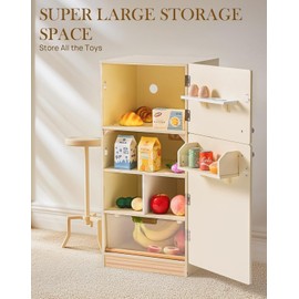 Robud Kids Play Fridge Realistic Refrigerator with Food Children Pretend Playset