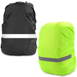 Kunoli Rain Cover Backpack, 2 Pieces Reflective Backpack Rain Cover, Rain Cover School Bag Waterproof Rain Cover Backpack for Outdoor Camping Hiking Rain Cover for School Backpack (A, M)