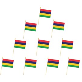 10 Pack Mauritius Flags,MU Handheld Flag-5x8 In, Mauritians Mini Flag Small flag, for Party, Shops and Bars Decorations, And International Day Celebrations.