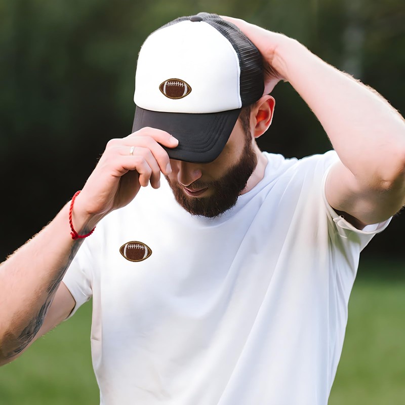 12Pcs Football Embroidered Iron On Patches - Dark Brown Iron