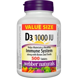Webber Naturals Vitamin D3 1,000 IU, 500 Tablets, For Healthy Bones, Teeth, and the Maintenance of Good Health, Vegetarian