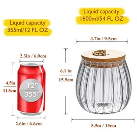 Viovian 1600ml(54FL OZ) Glass Jar with Lid Large Glass Coffee Nuts Canister Airtight Storage Jar with Bamboo Lid Kitchen Containers for Candy Snack Coffee Beans Tea Cookie(Large Oval)