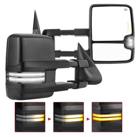 YITAMOTOR Towing Mirrors Compatible with 2003-2006 Silverado Sierra 1500 2500 HD 3500 Escalade Suburban Tahoe Yukon, Power Heated Manually Folding Switchback Turn Light Running Lights (Chrome inside)