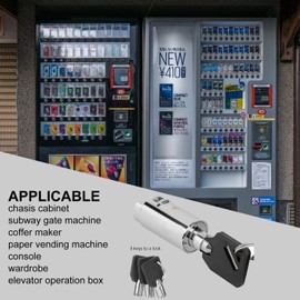 Vending Machine Lock Keyed, Zinc Alloy Chrome Vending Machine Single Opening Key Vending Machine Lock Cylinder for Automatic Selling Machines