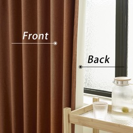 DUALIFE Rust Linen Blackout Curtains 132 Inch Length 2 Panels Set for Living Room Bedroom Back Tab Thermal Insulated 100% Black Out Linen Drapes Extra Long 11 ft Window Curtains 132 Inches Long