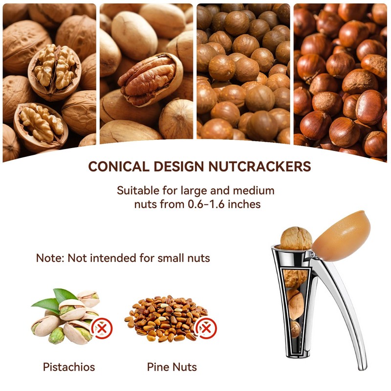 Nut Cracker, Heavy Duty Nutcracker with Splash-Proof Lid, Walnut Cracker