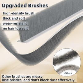 2 Pack Door Sweep for Bottom of Door with Brush,39" Silicone Under Door Draft Stopper Reduce Noise,Adhesive Door Gap Filler Bottom for Exterior & Interior Doors Blocker Dust Cold Air,Black