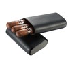Visol Burgos Black Leather Cigar Case - Holds 3 Cigars