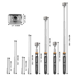 Mulwark 5 pcs Telescoping Magnetic Pickup Tool with Strong Pull Force: Non-Slip Extendable Magnet Pickup Tool: Telescopic Magnetic Pick-Up Tool with Extra Strong Magnet: Extendable Magnet Stick
