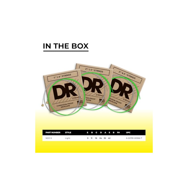DR Handmade Strings NGE-9 - Cuerdas para guitarra eléctrica, color