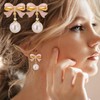 PINCHUAN 2pairs Gold Bow Earrings Small Classic Bow Stud Earrings