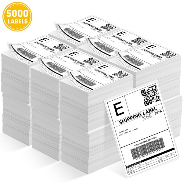 JTIEO 4" x 6" Thermal Labels, 5000 Fanfold Direct Thermal