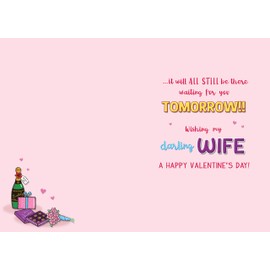 Piccadilly Greetings Funny Valentine's Day Card Darling Wife - 9 x 6 inches